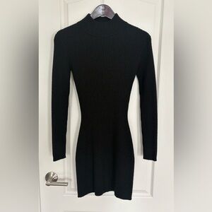 Elegant Black Ribbed Knit Dress